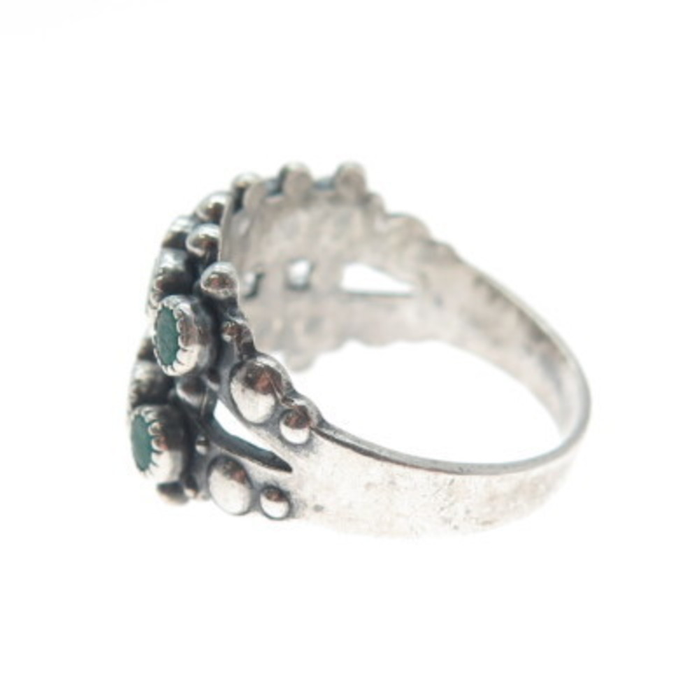 Old Pawn Sterling Silver Vintage Southwestern Turquoise Snake Eye Ring Size 9.25 - Picture 4 of 8
